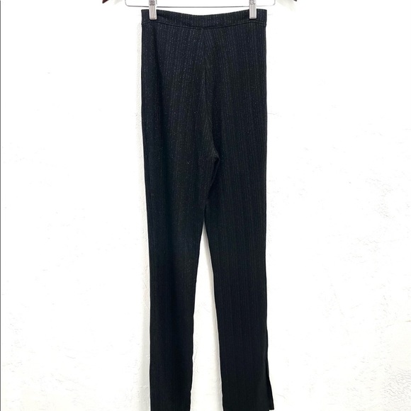 Reformation Largo Side Slit High Rise Metallic Black Pants - Picture 6 of 6